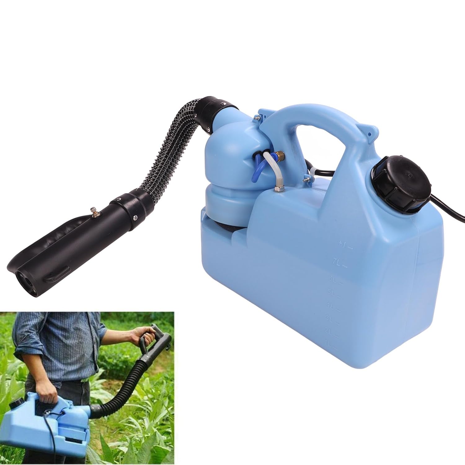 7L 850W Fogger Machine Fogger Atomizer Portable Mist Duster ULV Sprayer for Hospital Home School (US Plug 110V)