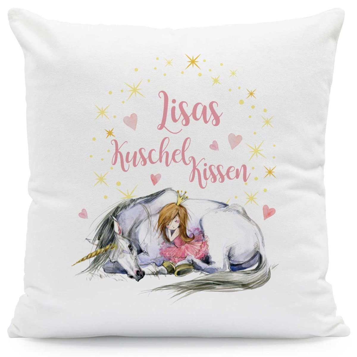 Cojín con diseño de unicornio, personalizado con nombre, regalo para niñas, regalo para cumpleaños, escolarización, Navidad, tamaño con relleno