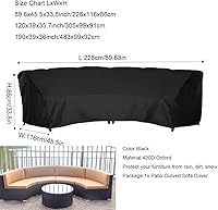 Vista 2 de Funda de sofá curvada para exteriores de 89 x 45 x 33 pulgadas, funda impermeable para muebles de patio, protector de sofá curvo seccional
