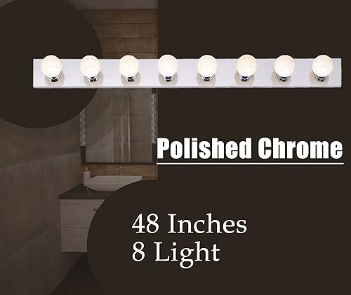 Vista 15 de DYSMIO Lighting Six Light Vanity Strip - Lámpara de espejo estilo Hollywood con placas cromadas, accesorios de calidad de salón para dormitorio