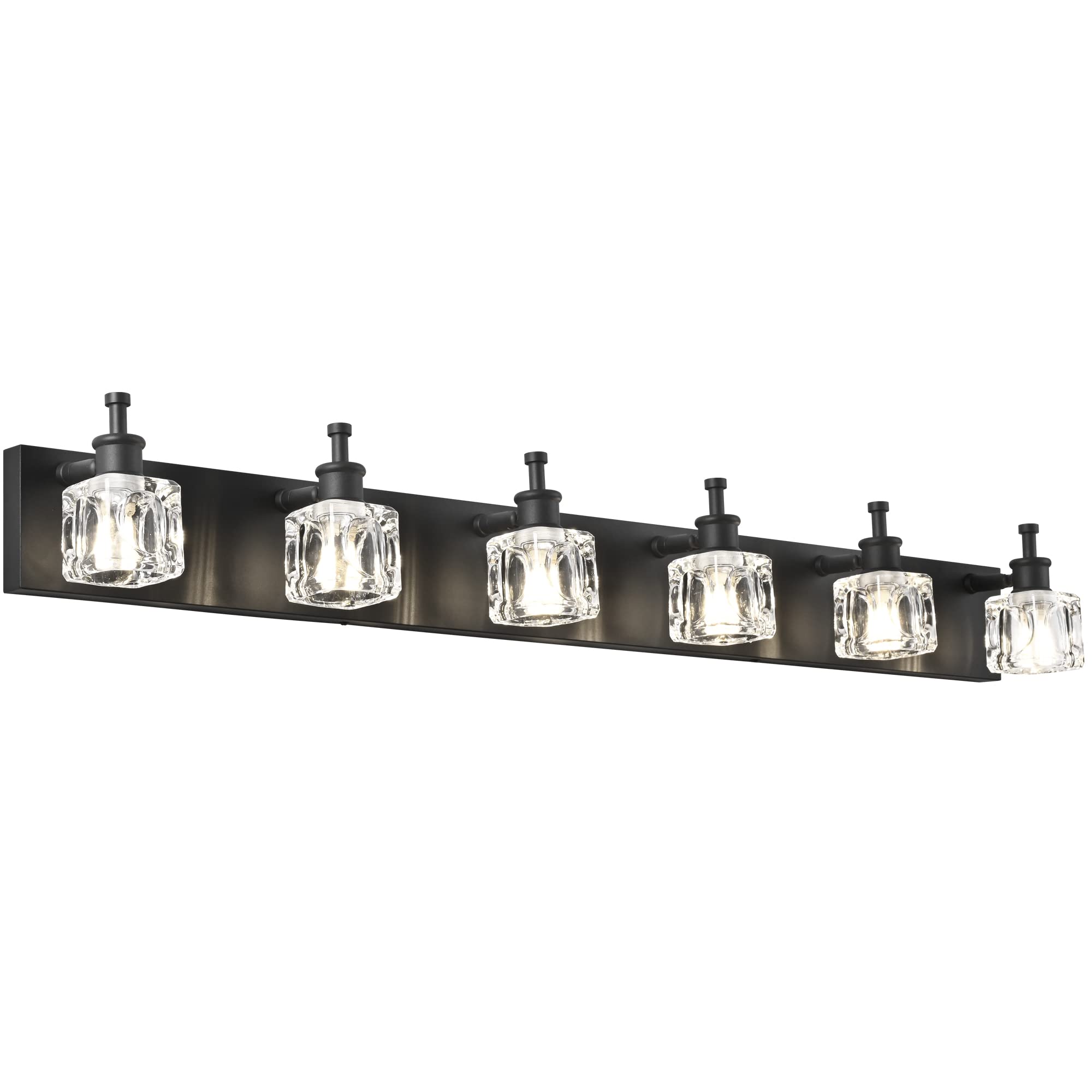 PRESDE Modern Crystal Black 6 Light Vanity Light Fixtures for Bathroom Over Mirror Bathroom Wall Light Fixtures(Exclude Bulb)