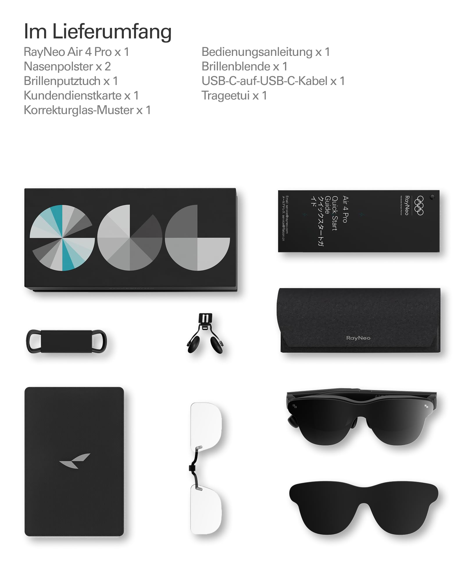 RayNeo Air 4 Pro AR/XR-Brille, HDR10-Display, Vision 4000 Chip, 201 Zoll Virtuelles Kino, 3D-Filme & Gaming Brillen für iPhone 17,16,15/Android/Switch 2/Mac/Steam Deck/PS4/5
