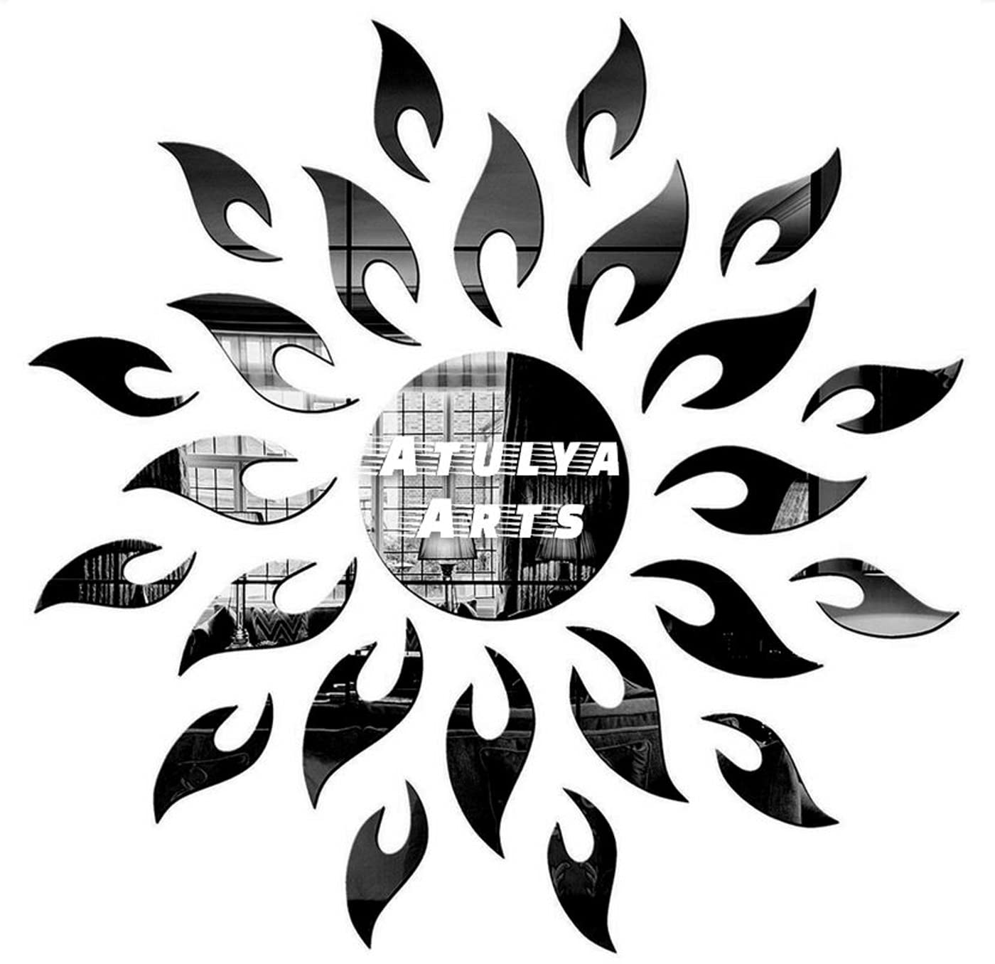 Atulya Arts Black Sun Wall Stickers (Pack of 25)(1.5ft Size) 3D Acrylic Stickers for Wall Decorative Mirror Wall Stickers for Bedroom (Black) (B0945BQKSK) Amazon Price History, Amazon Price Tracker