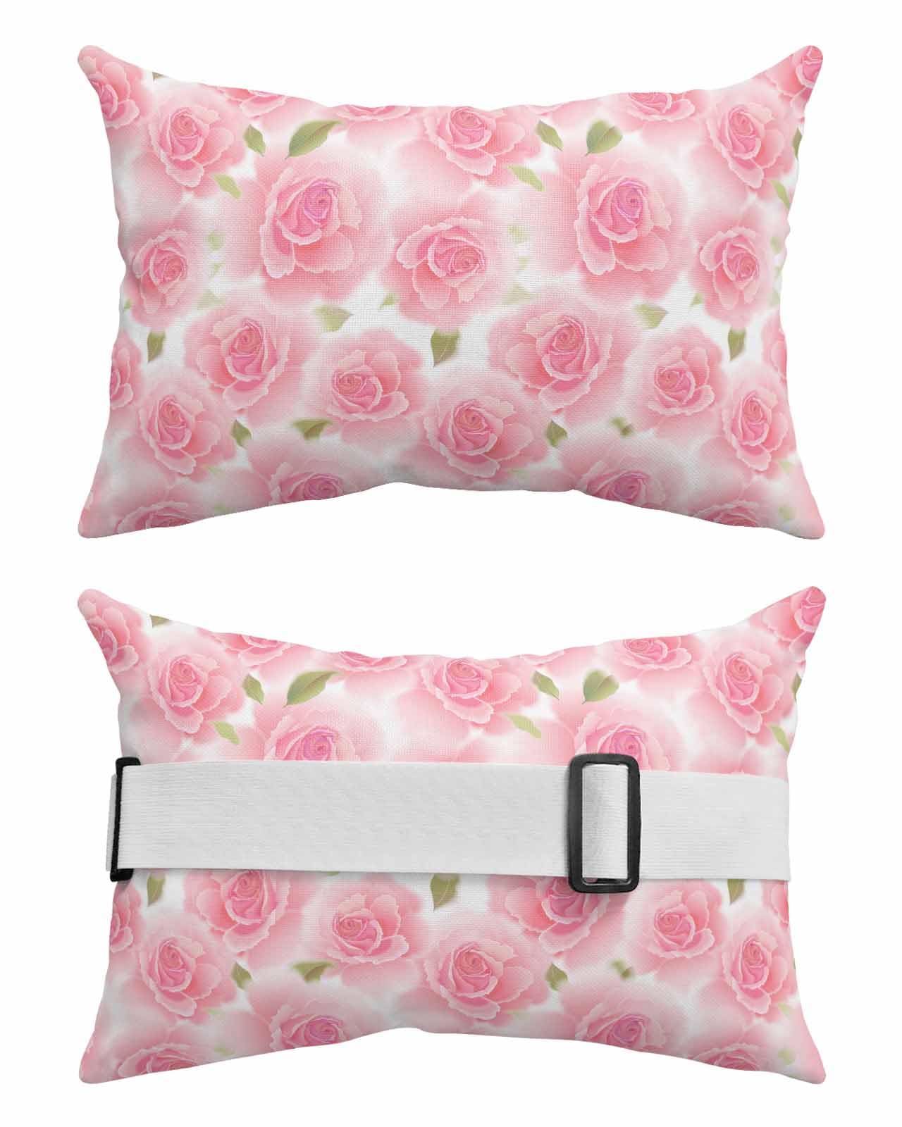 Anzona Pack of 2 Pink Spring Floral Lumbar Pillow Covers, Outdoor Waterproof Throw Pillow Covers Set, Elegant Summer Flowers Botanical Decorative Cushion Case for Patio Beach, 11x16 Inch