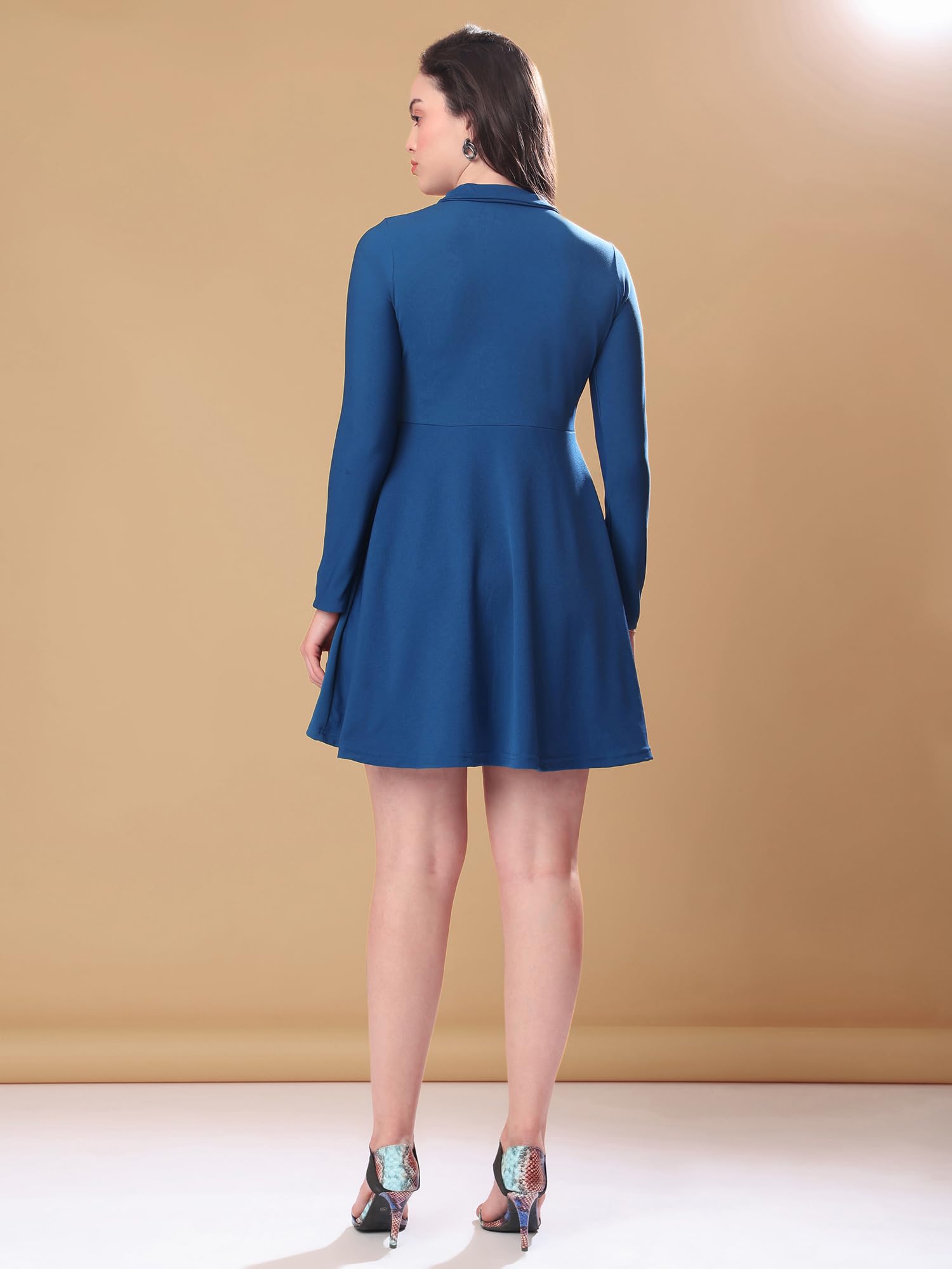 Purvaja Womens Fit & Flare Mini Dress (Bely-158_Dark Blue_Xx-Large)
