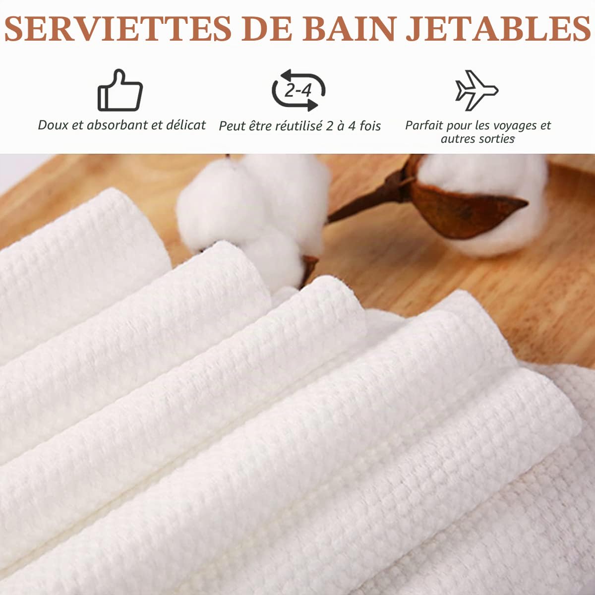 Serviette de Bain Jetable 25pcs, 70 x 140cm Serviette Épaissie Jetable en Tissu Non Tissé pour Voyage, Hôtel, Camping, Salon de Beauté, Spa (70 x 140cm)