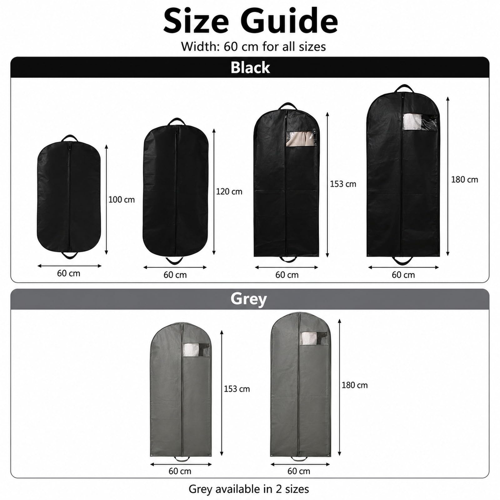Funda Traje Transparente Fundas de Ropa Antipolvo Bolsas Guardar Ropa Funda Ropa PEVA Bolsas para Colgar Ropa Abertura para Percha para Hogar y Guardarropa para Abrigos y Vestidos