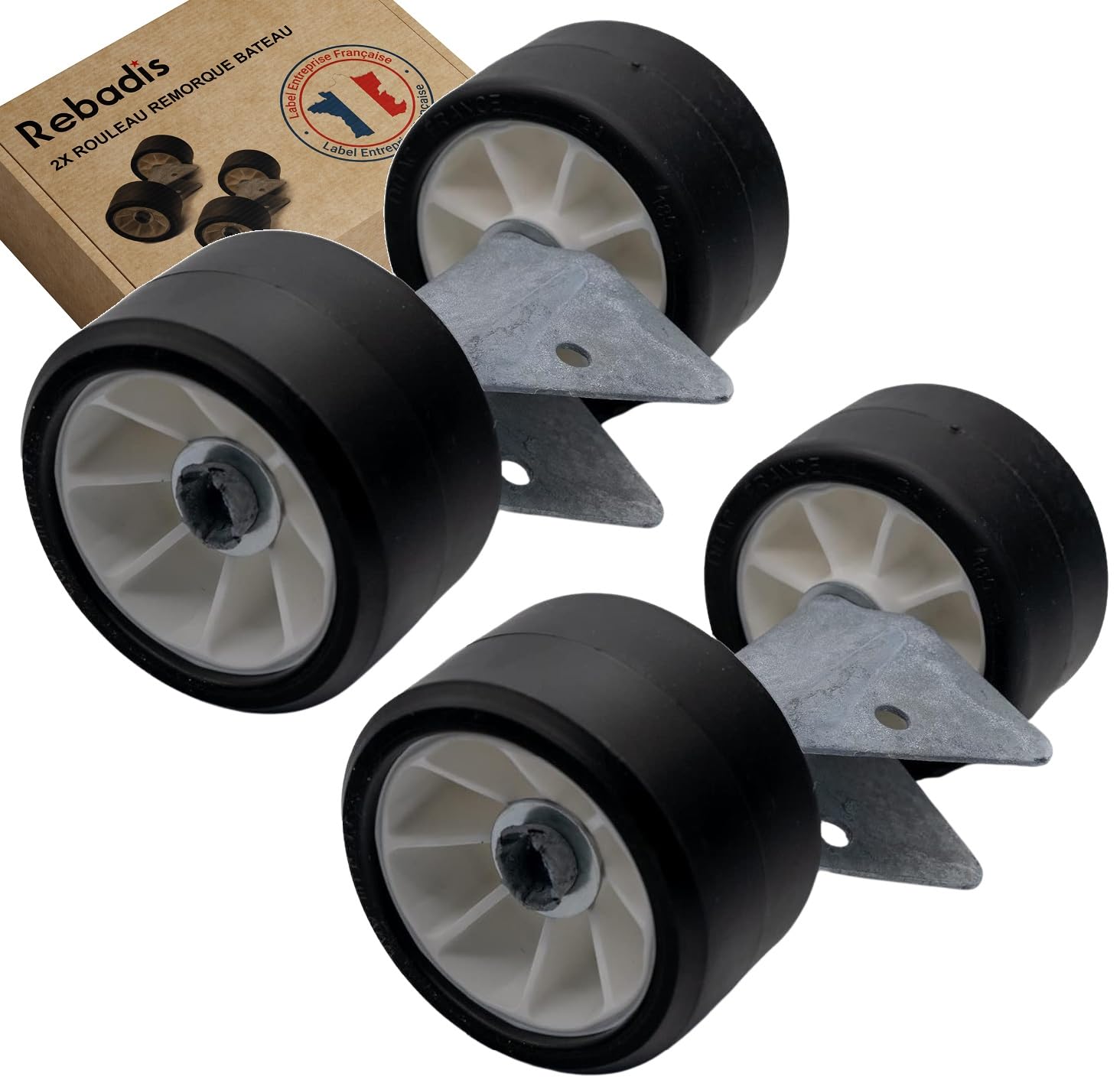 2X Rodillos Remolque Barco, guijarros diámetro 120 mm, para Tubo de Vela 40 x 40, envío ofrecido