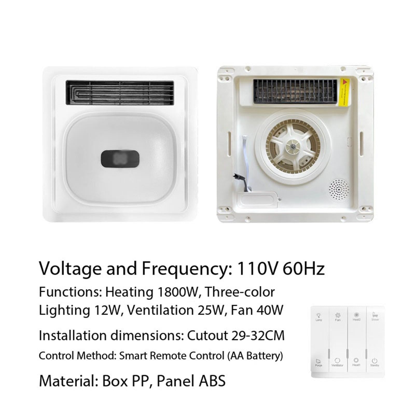 Calentador de baño compacto con luz y ventilador Oficinas