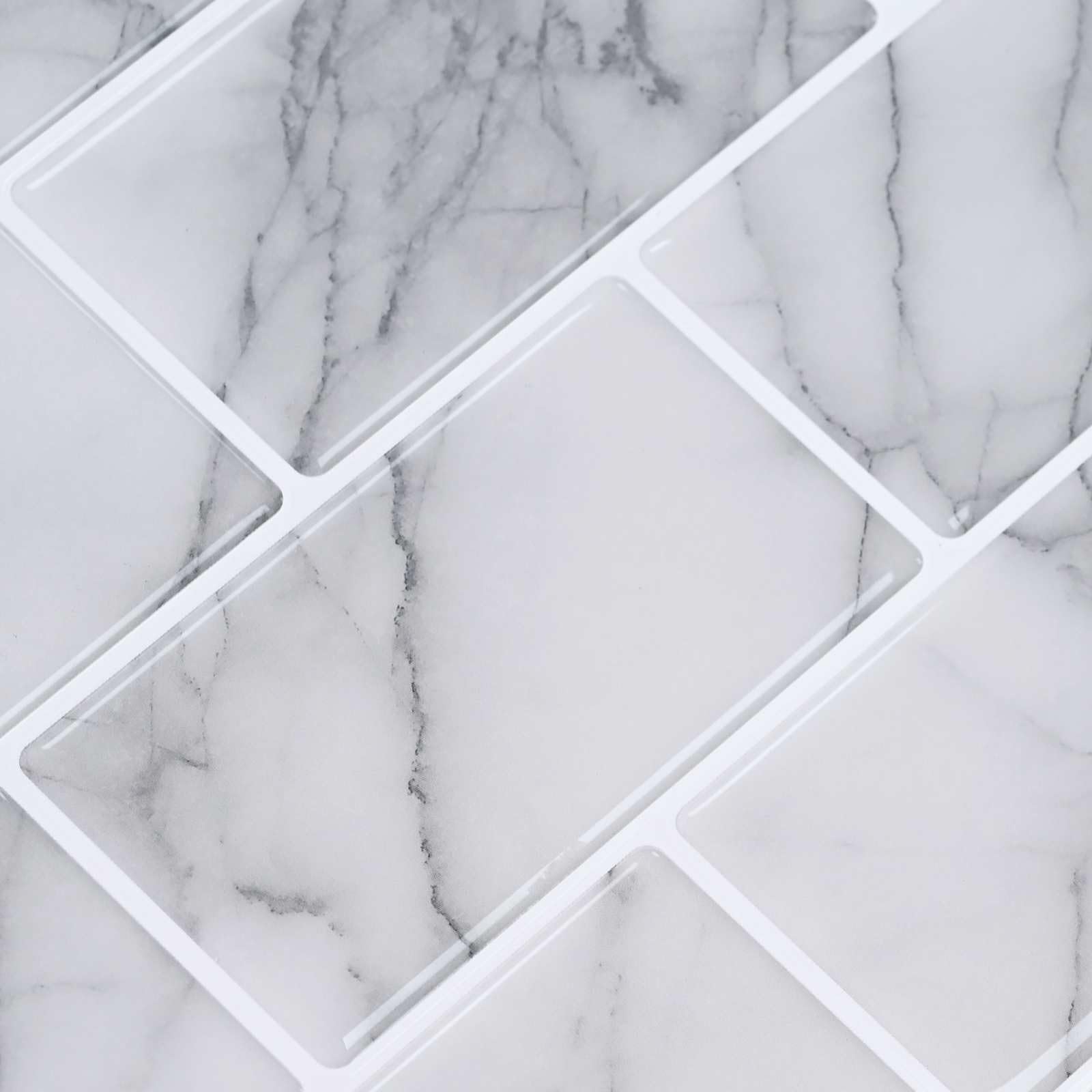 Azulejo de metro 50 piezas blanco mármol 30 x 30 cm autoadhesivo poliuretano PET para baño cocina diseño moderno diseño creativo espacio