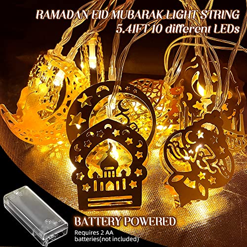 Kispatti Ramadan Lights, Ramadan Decorations For Home, Eid Al Adha String Lights, 5.41 Ft 10 Leds Moon Star Lantern Lamp, Mubarak String Light Ramadan Decor, For Room Outdoor Decor Party Supplies #TOP2