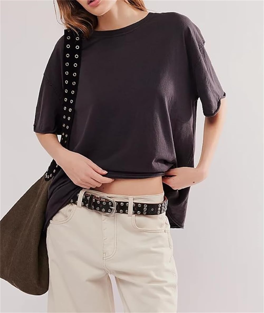 Women Butterfly Sheer T-Shirt Loose Cut Out Back Vintage Short Sleeve Tee Oversized Embroidered Summer Trendy Top - Image 4