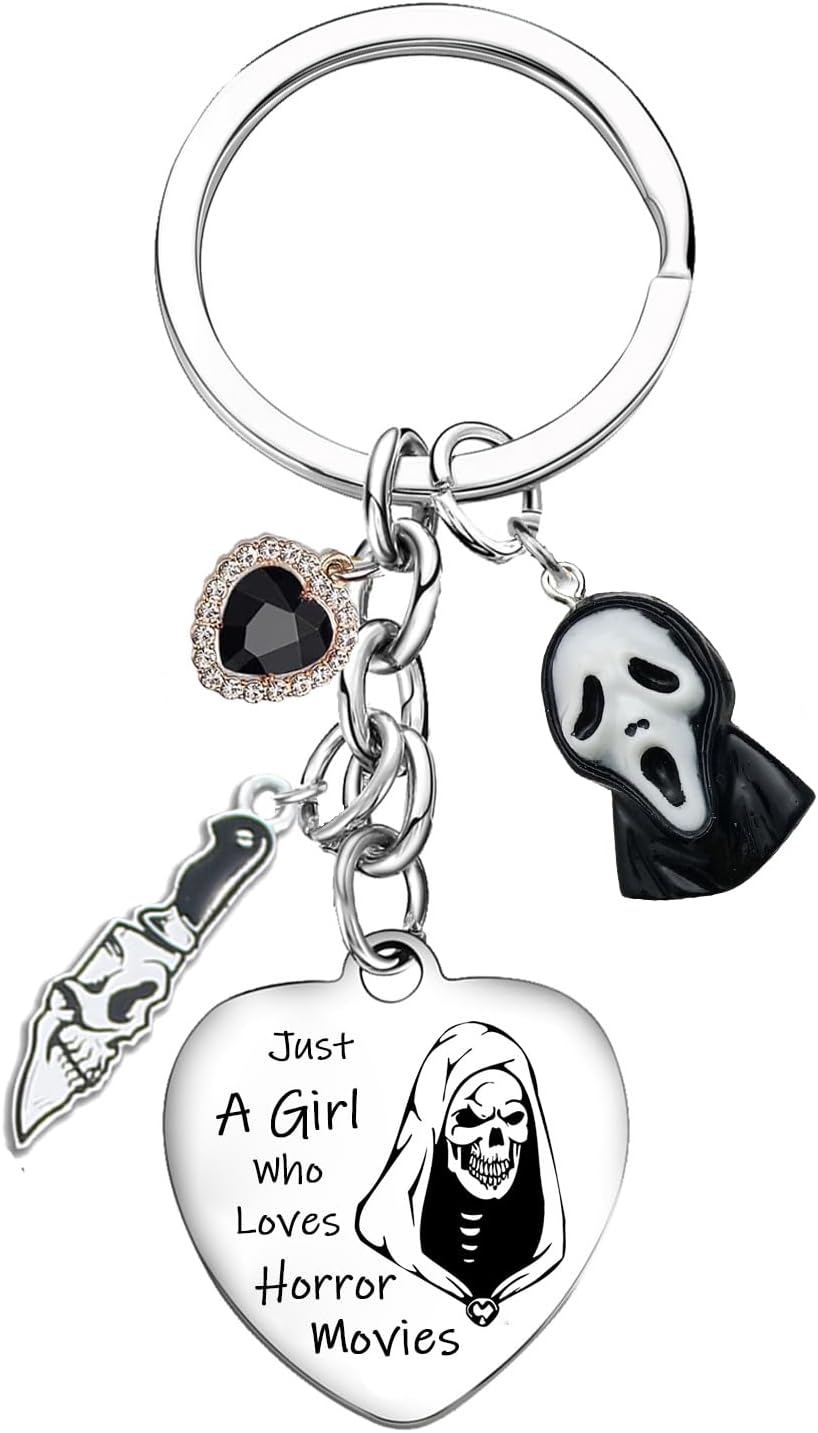 Horror Movies Lover Gift for Women Ghost Face Keychain Halloween Themed Gifts Horror Merchandise Christmas Birthday Gifts for Daughter Sister