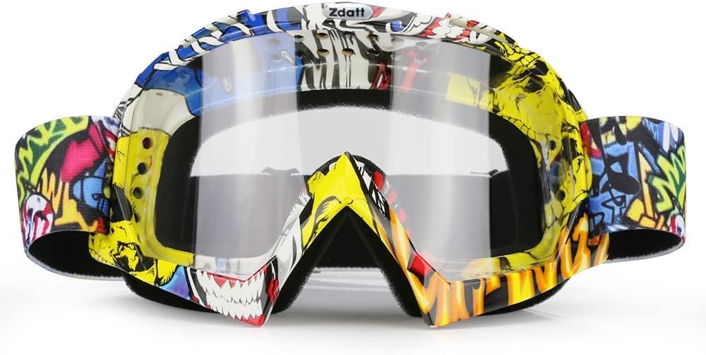 Dirt Bike Goggles, ATV Goggles Adult Motocross Goggles Clear Lens Racing MX Goggle Glasses and Ski Goggles
