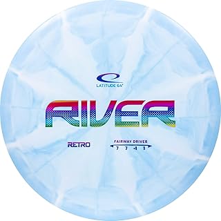 Latitude 64 Retro Burst River Distance Driver Disc Golf Disc | Maximum Distance Frisbee Golf Disc | Easy to Throw for Beginners | 170g Plus | Stamp Color and Burst Pattern Will Vary (Blue)