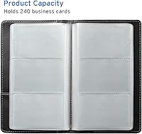 Vista 3 de Sooez Organizador profesional de cuero para libros de tarjetas de visita, folleto de tarjetas de crédito de capacidad para 240 unidades, soporte