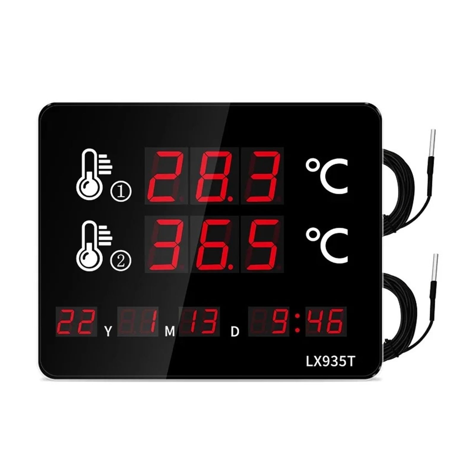 Cyfrowy Termometr Z Podwójnym Wyświetlaczem Temperatury, Odporny Na Wysokie Temperatury, Odpowiedni Do Basenów I Saun Dokładny Pomiar(LX935T-B)