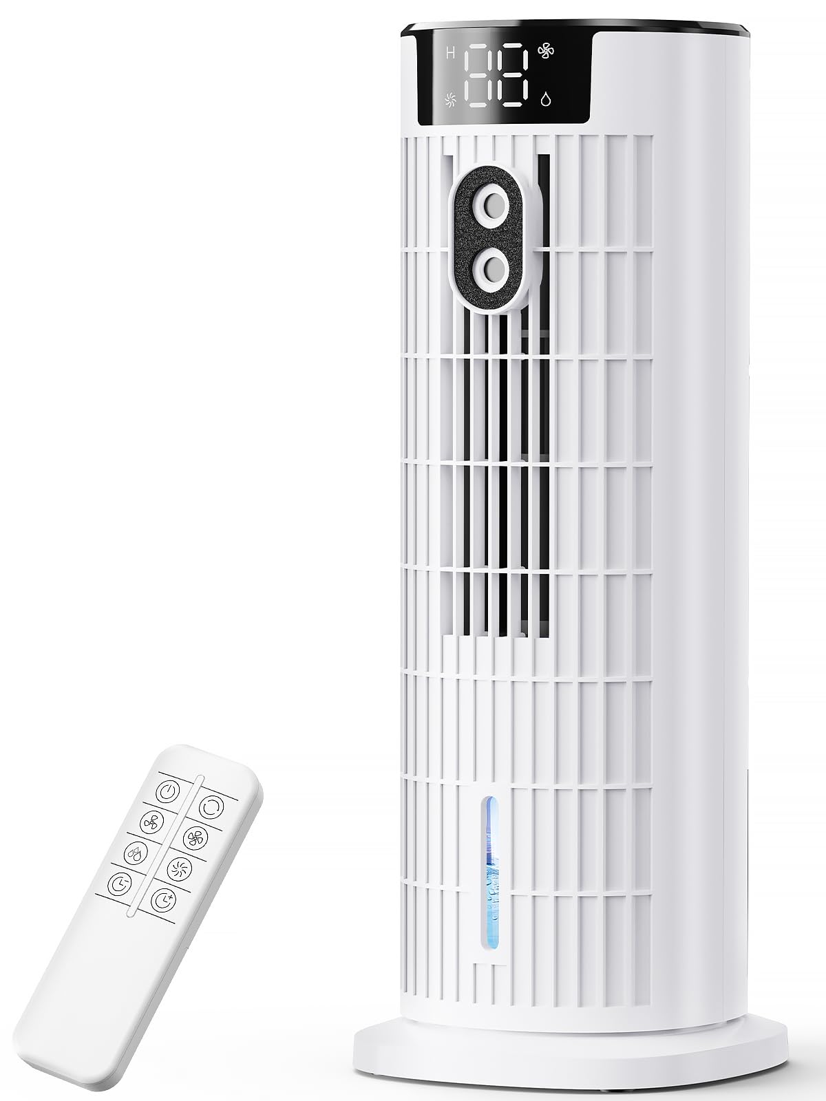 Air Cooler, Portable Air Conditioner with 3 Wind Speeds, LED Display Screen and Remote Control, 90°Oscillation Tower Fan Silent Evaporative Cooler Portable Air Coolers for Home Office (White)