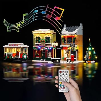 T-Club LED Light Kit for10308 Holiday Main Street, Lighting Kit Compatible with Lego 10308 Only Led Light, Building Block Model not Included RC with Sound Version