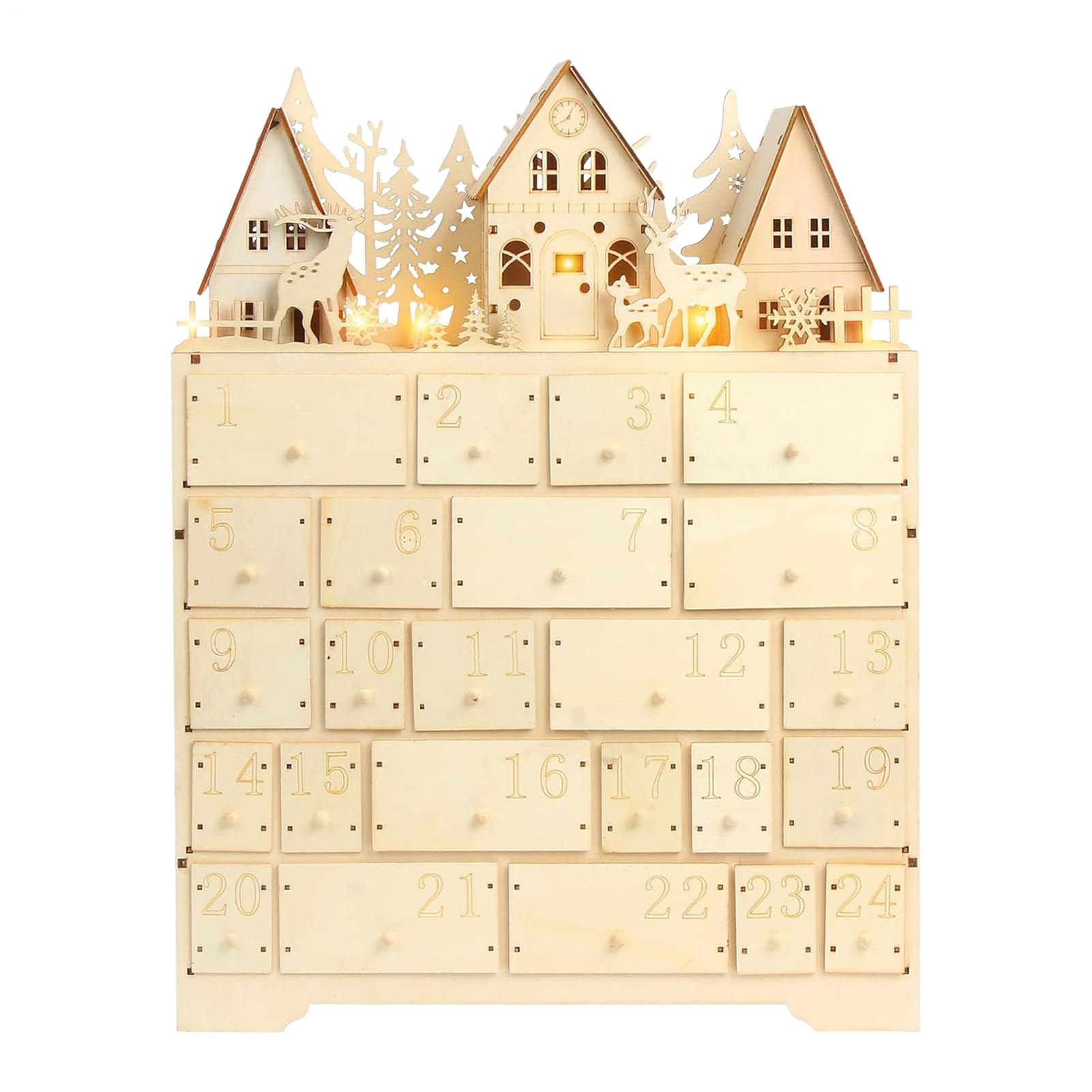 Calendario de Adviento y Cuenta Atrás Navideño Decoración Navideña | Decoración De Cuenta Atrás Navideña Con Luces LED Para Adultos Familia Amigos Niños