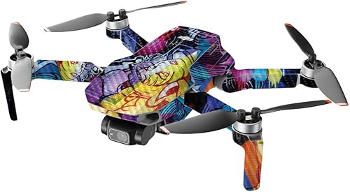 Miniatura 2 de MightySkins - Drone portátil de fibra de carbono compatible con DJI Mini 2 - Midnight Mischief  Acabado de fibra de carbono texturizado protector y