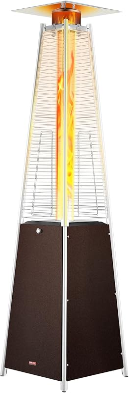 VEVOR Patio Heater for Outdoor Use, 48000BTU Pyramid Propane Heater w/Wheels, Quartz Glass Tube Outdoor Patio Flame Heater for Patio, Party, Backyard, Garden, Decoration, Hammered Bronze
