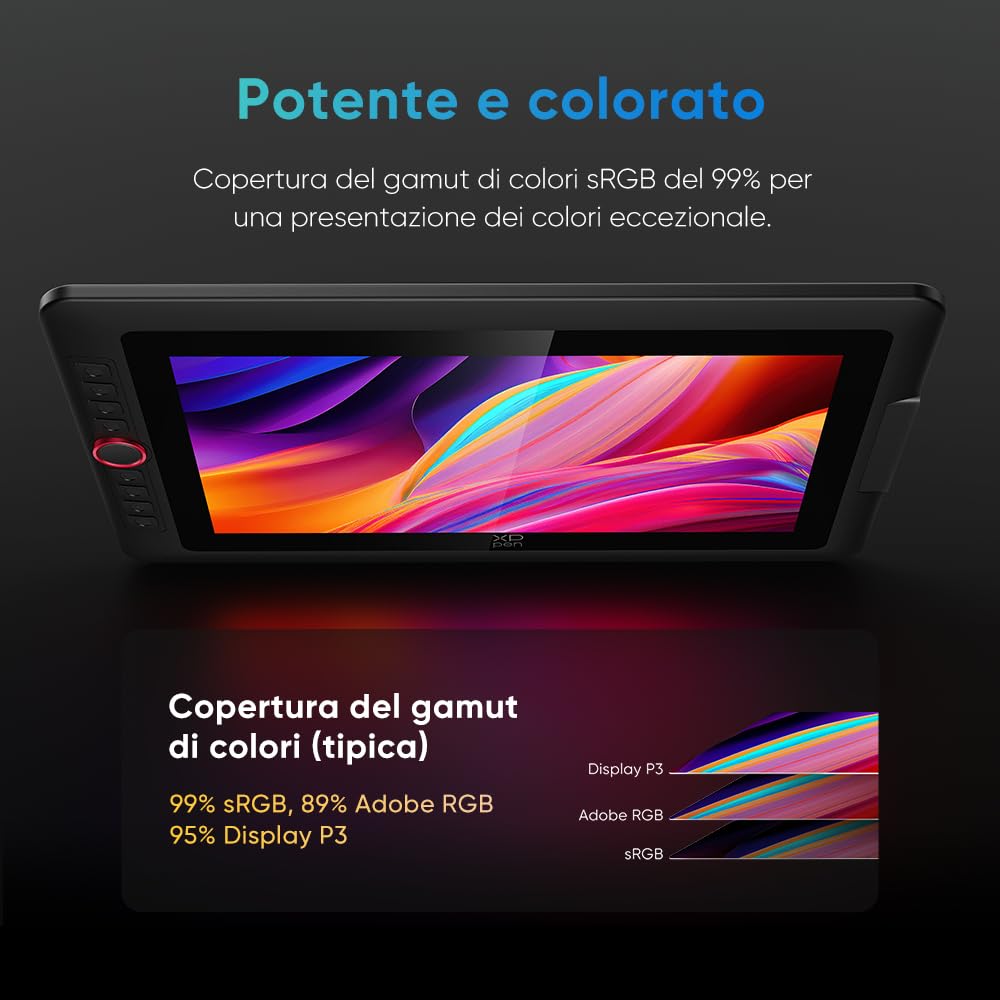 XPPen Artist 13.3 Pro V2 Tavoletta Grafica con Schermo da 13,3 pollici, Penna 16384 livelli, 8 tasti rapidi, Supporto incluso, Compatibile con Windows Mac Android