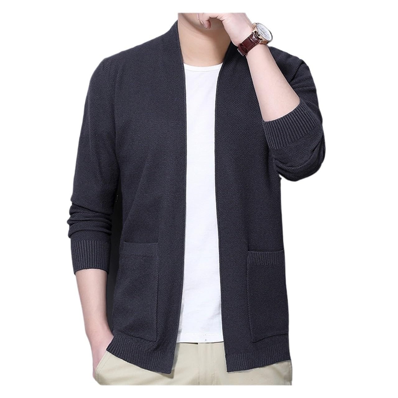 Pull cardigan col en V d'automne veste en coton de qualité style coréen mince