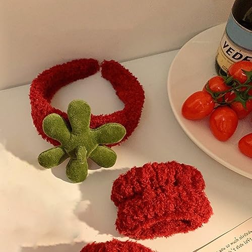 Miniatura 3 de Lindo juego de diadema y pulsera de fresa, banda suave para el cabello y pulseras para el cuidado de la piel para lavado de cara, maquillaje, spa y
