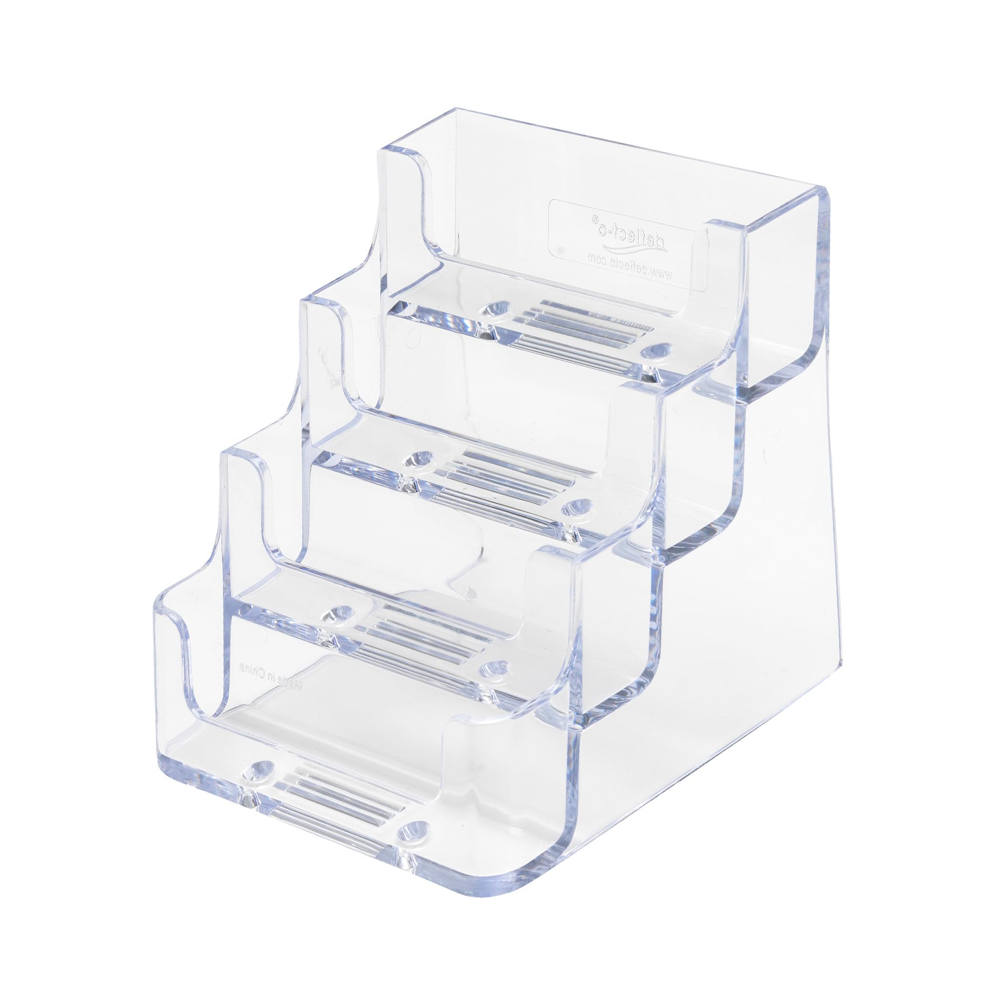 Deflecto Business Card Holder Display Multi-Compartment 3-7 8W x 3-1 2H x 4-1 8D 4 Compartments Clear 70841