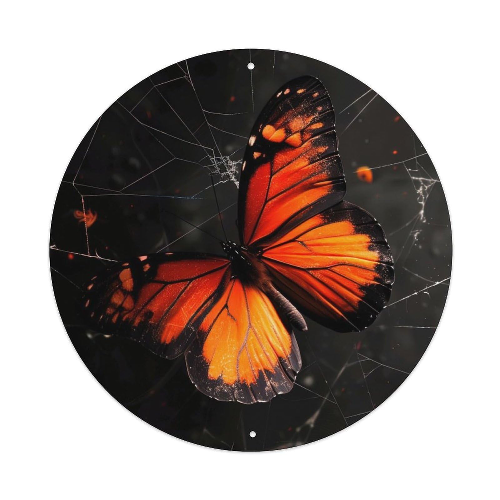 Cwbufd Vintage Style Animal Monarch Butterfly On Spider Web Gothic Aesthetic Dark Nature Vintage Metal Tin Sign Plaque Wall Decor For Cafe, Club Bar, Office, Garden Metal Poster 8X8inch