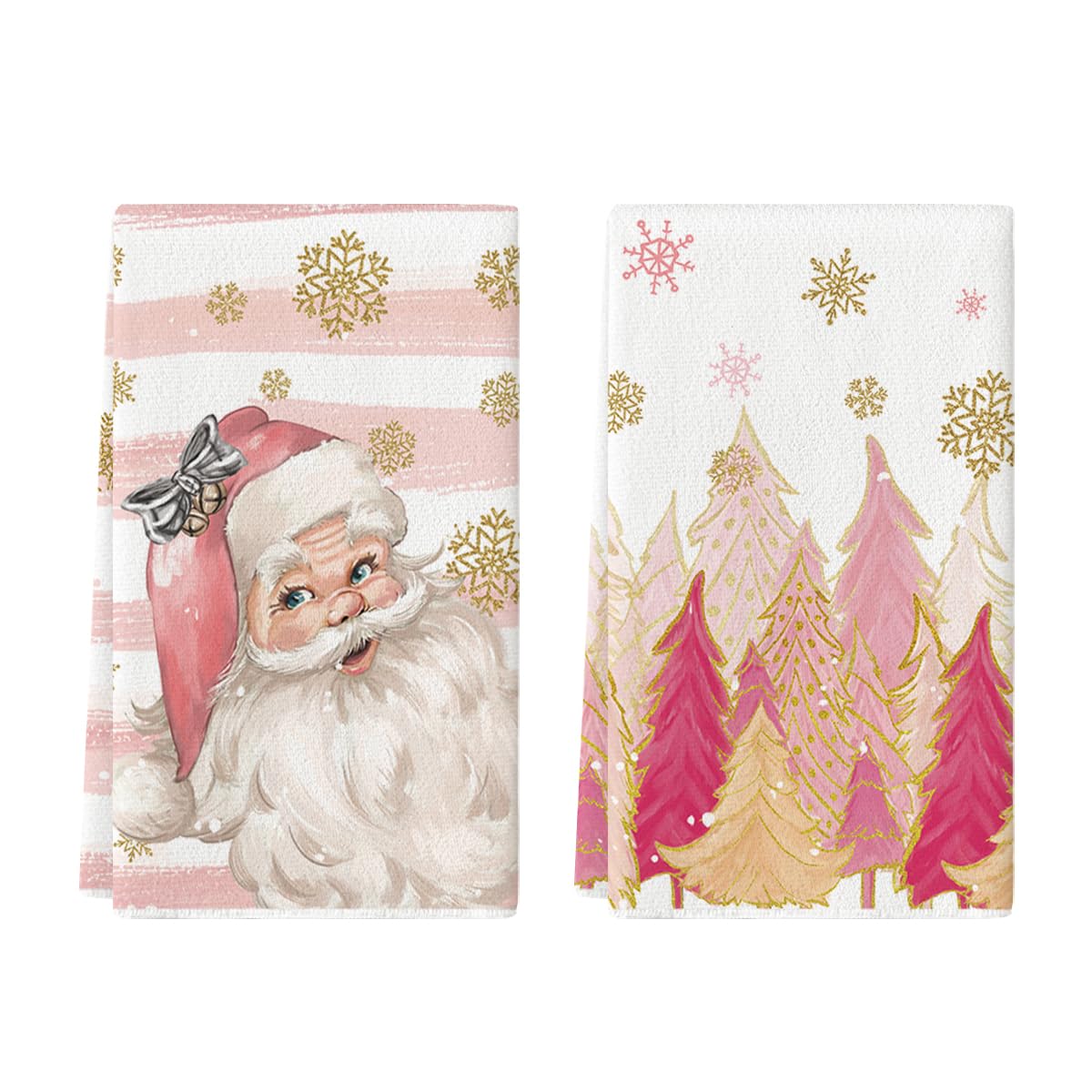 Artoid Mode Paños de cocina de Navidad con Papá Noel, 42 x 65 cm, decoración de invierno, juego de 2 unidades