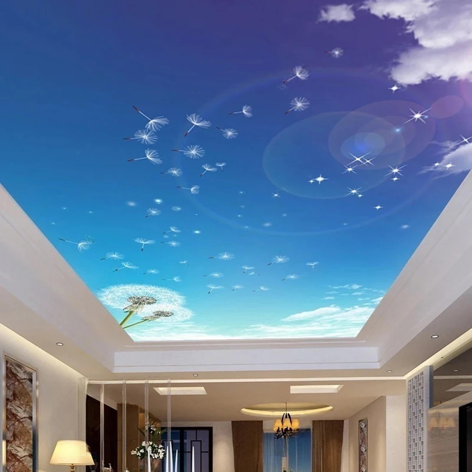 Papier peint autocollant 3D ciel soleil pissenlit pour art mural intérieur