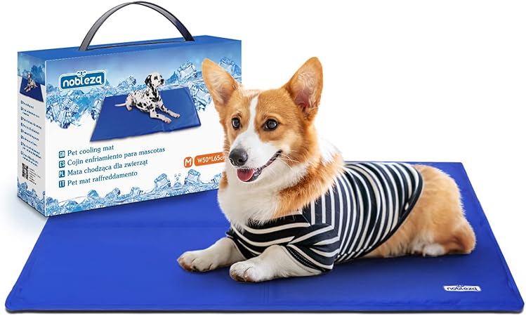 Nobleza Gel-Kühlmatte für Hunde M 65x50cm blau ungiftiges Gel selbstkühlend
