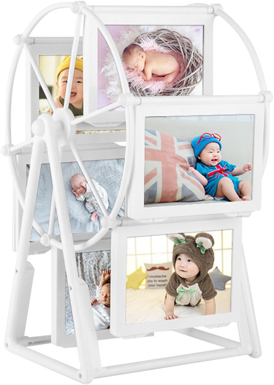 Rotatable Windmill Ferris Wheel Picture Frames, Tabletop Family Tree Photo Frames, 5" DIY Cute Multiple Carousel Photo Frames for Home Décor Christmas Birthday Gifts