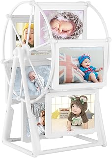 Rotatable Windmill Ferris Wheel Picture Frames, Tabletop Family Tree Photo Frames, 5" DIY Cute Multiple Carousel Photo Frames for Home Décor Christmas Birthday Gifts