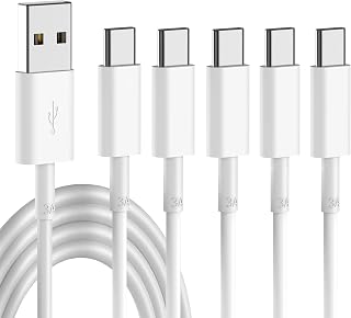 Hrbzo USB C Cable (5Pack 3.3+3.3+3.3+6+6ft), Type C Cable Fast Charging Cable USB-C Charging Cord Compatible with Galaxy S10 S9 S8, Power Bank, and Other Type c Devices-White