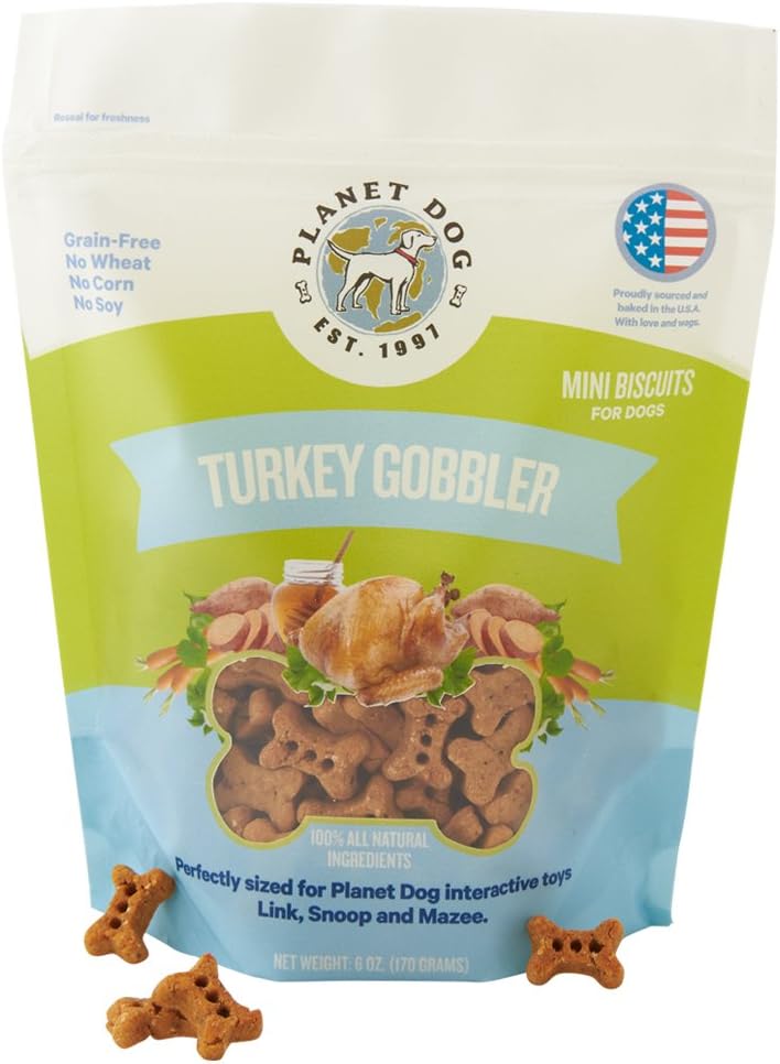 Planet Dog All Natural Dog Treats, Bite-Sized Mini Biscuit, Made in USA, 6oz (Grain Free Turkey Gobbler)