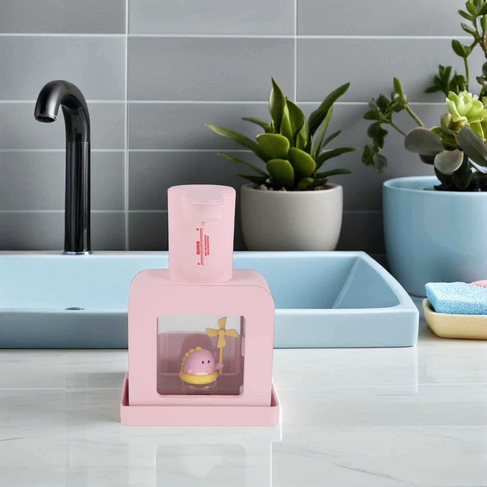 Hemobllo Dispensador Automático de Jabón sin Contacto, Dispensador Automático de Loción, Abs Rosa, Sensor de Precisión, sin Contacto, para Cocina y Aseo