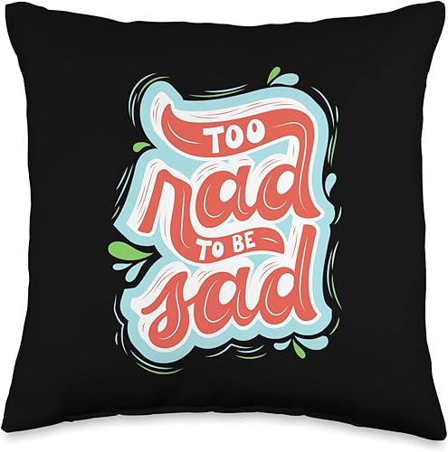 Sad Bone Totally Rad Retro Vintage Throw Pillow, 16x16, Multicolor