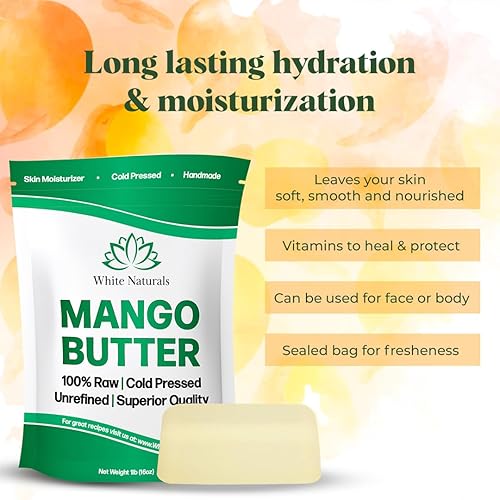 Miniatura 10 de Manteca orgánica de karité en formato de 16 onzas de White Naturals. Producto no refinado, 100% puro, crudo, grado A. Uso como hidratante para piel,