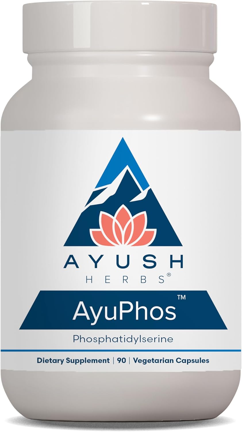 Ayush Herbs AyuPhos - Phosphatidylserine Supplement for Men & Women, Soy-Free Phosphatidyl Serine, Brain, Memory, & Cognitive Support for Adults, 200mg Per Pill - 45 Servings