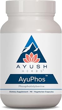Ayush Herbs AyuPhos - Phosphatidylserine Supplement for Men & Women, Soy-Free Phosphatidyl Serine, Brain, Memory, Cognitive Support for Adults, 200mg Per Pill - 45 Servings