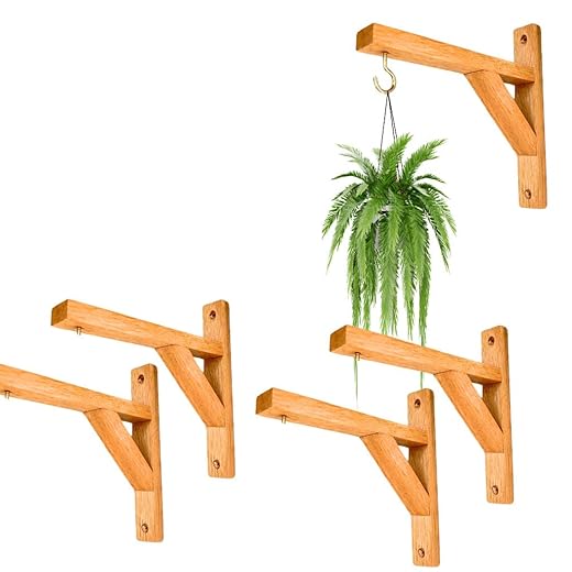 Kits Suporte para Plantas Mão Francesa Madeira Eucalipto Com verniz(KIt-4-Unidade-20x20-G)