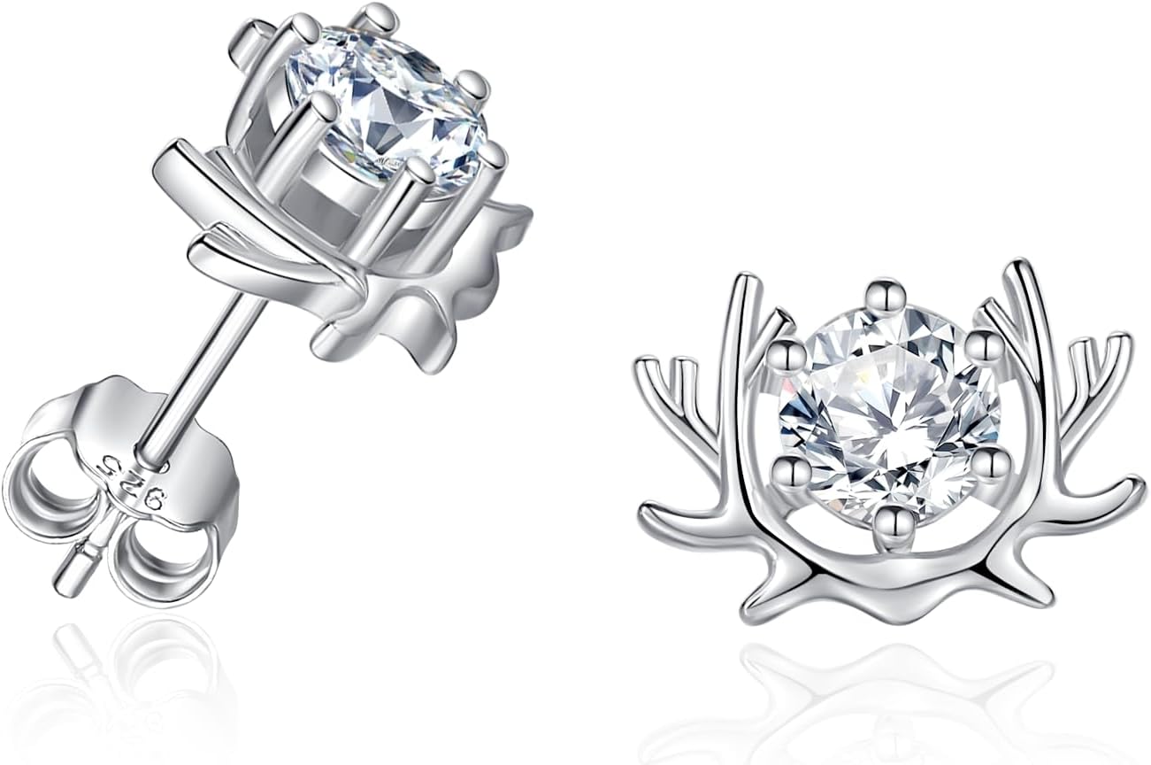 Moissanite Stud Earrings for Women Wife D Color VVS1 Round Cut Moissanite Gift for Mom Her S925 Sterling Silver for Birthday