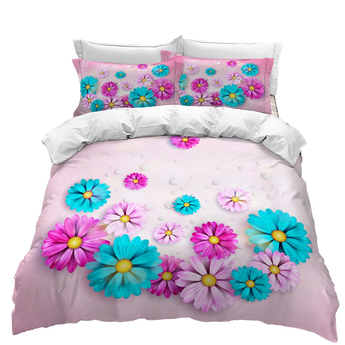 Funda de edredón de poliéster suave que evita arrugas para cama doble matrimonial de flores