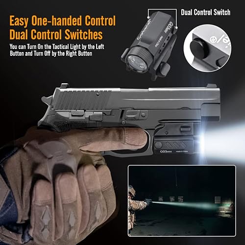 Miniatura 4 de Linterna táctica de montaje en riel de pistola, 1650 LM recargable Glock pistola luz linterna LED con cargador para Glock, linterna de riel