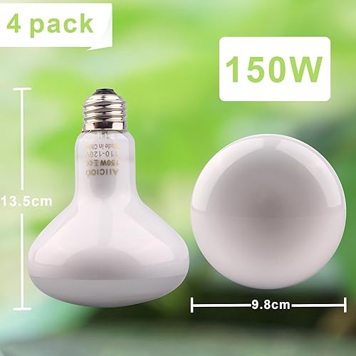Miniatura 2 de Aiicioo Bombilla de luz de reptil - Bombilla de calor de 150 W, paquete de 4 para lámpara de calor de reptiles para dragón barbudo, lagarto,