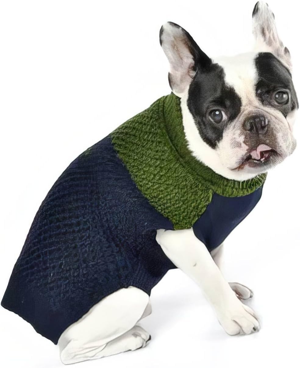 House of Paws Polo Knit Jumper Navy and Green 20in