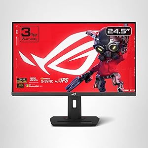 ASUS ROG Strix 24.5 USB-C HDR400 Gaming Monitor (XG259CMS)Full HD 1080p, 310Hz, 1ms, Fast IPS, 110% SRGB, Extreme Low Motion Blur Sync, G-SYNC Compatible, DisplayWidget, Tripod Socket, 3yr Warranty